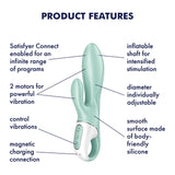 Satisfyer - Air Pump App-Controlled Air Pump Bunny 5 Rabbit Vibrator (Turquoise)    Rabbit Dildo (Vibration) Rechargeable