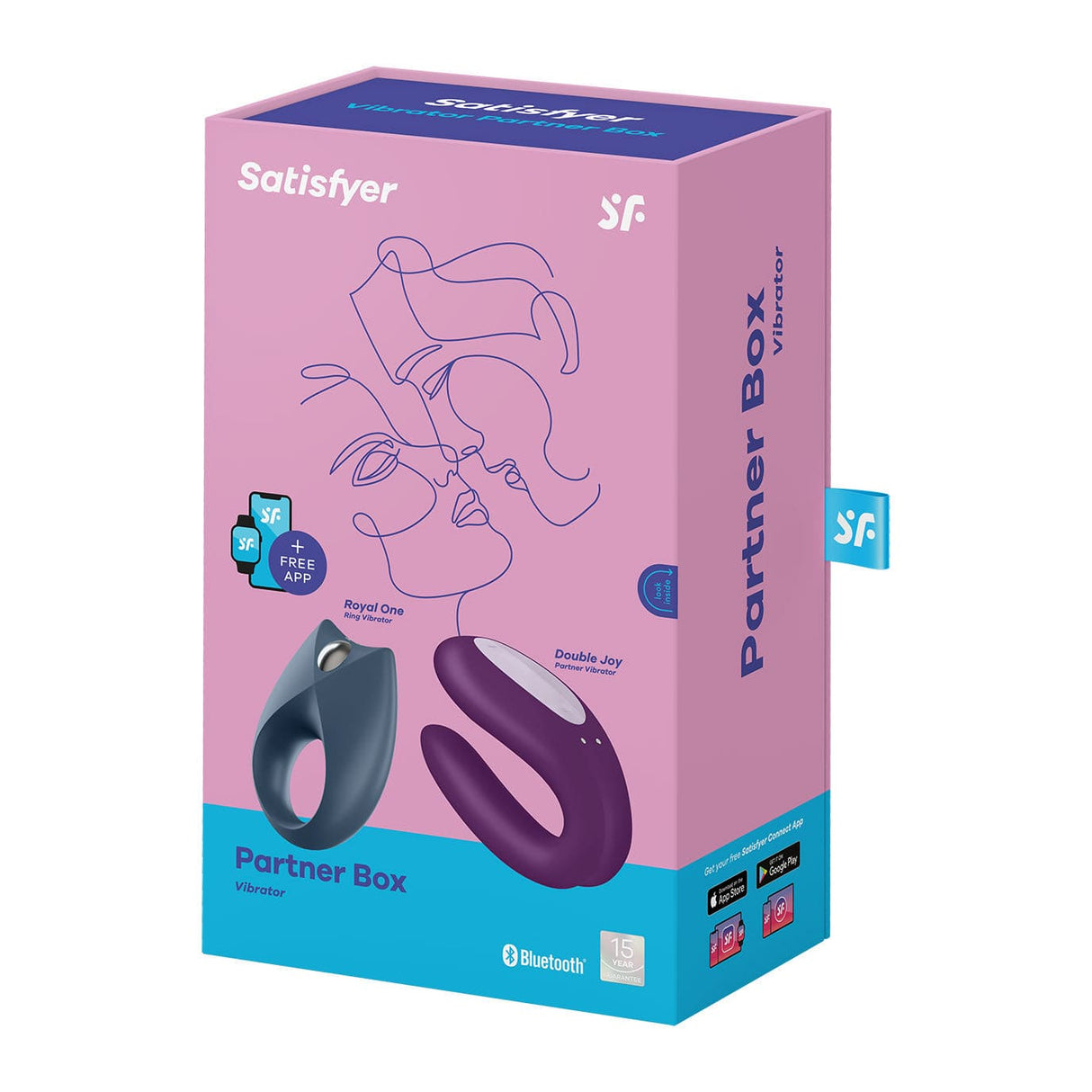 Satisfyer - Partner Box 2 App-Controlled Royal One and Double Joy Couple Set (Multi Colour)    Couple's Massager (Vibration) Rechargeable