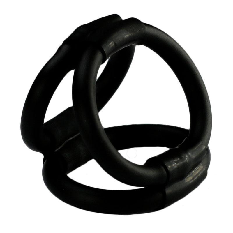 Anneau De Pénis Tri Ring Cock Cage - Seven Creations - Noir - TPR Hypoallergénique