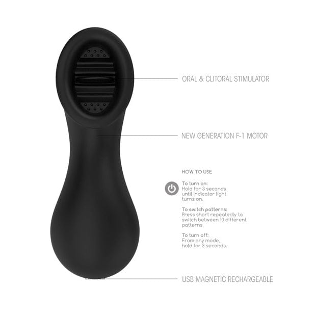 Shots - Elegance Dreamy Oral Clitoral Stimulator Massager (Black) ST1032 CherryAffairs