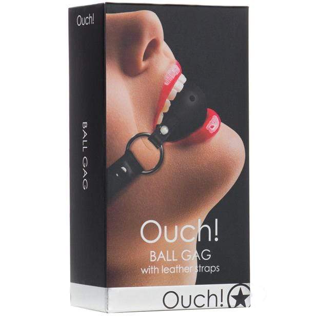 Shots - Ouch Ball Gag with Leather Straps (Black) ST1016 CherryAffairs