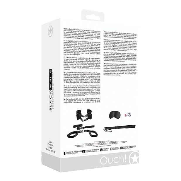 Shots - Ouch Black and White BDSM Bed Post Bindings Restraint Kit (Black) ST1050 CherryAffairs