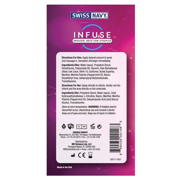 Swiss Navy - Infuse 2-in-1 Arousal Gel for Couples 2 x 59ml (Clear)    Arousal Gel