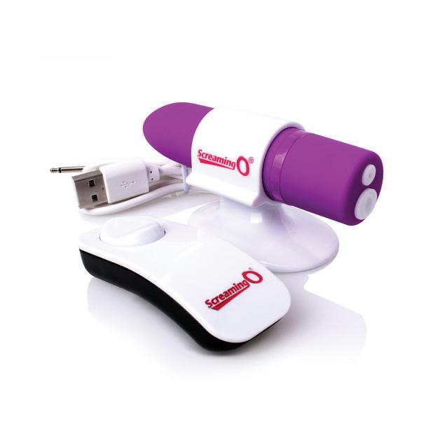 The Screaming O - Charged Postive Remote Control Rechargeable Bullet Vibrator (Purple) TSO1066 CherryAffairs