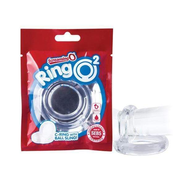 TheScreamingO - RingO2 Rubber Cock Ring with Ball Sling (Clear) TSO1104 CherryAffairs
