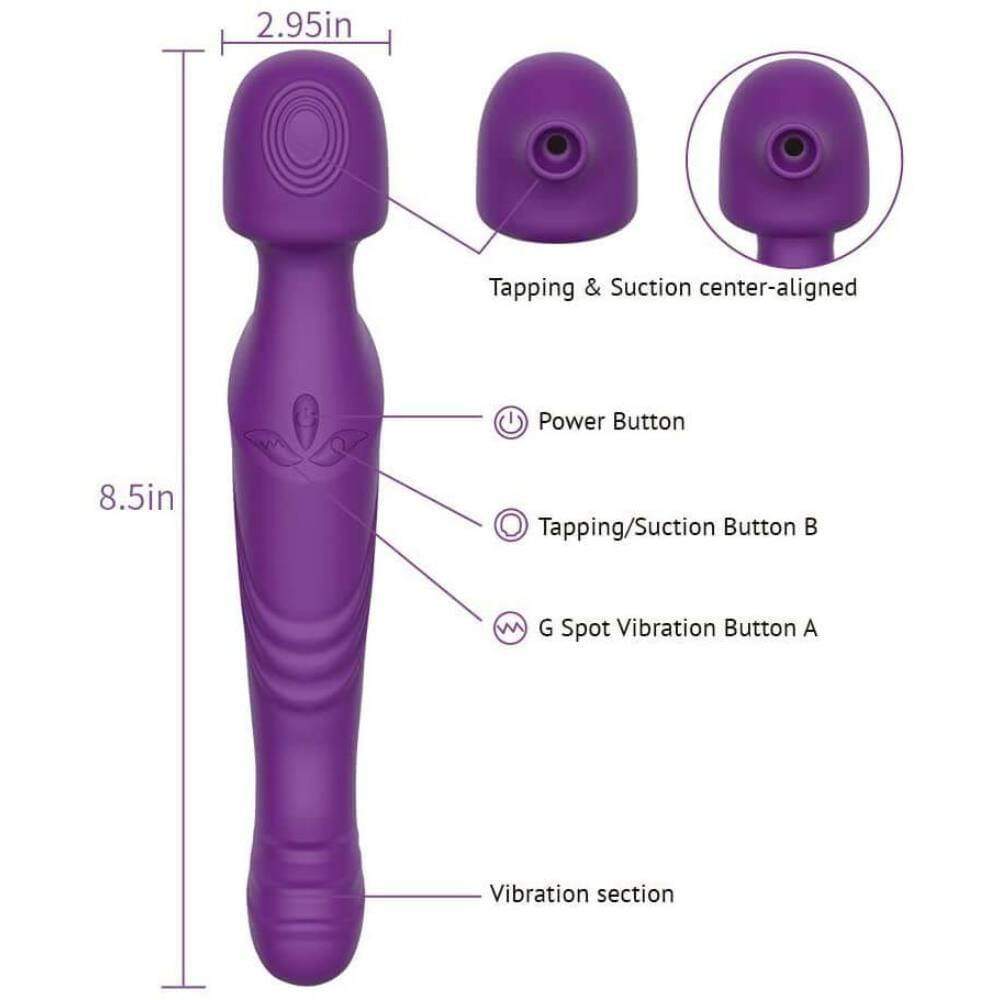 Tracy's Dog - Dual Vibe G Spot Clitoral Air Stimulator Wand Massager (Purple) TRD1015 CherryAffairs