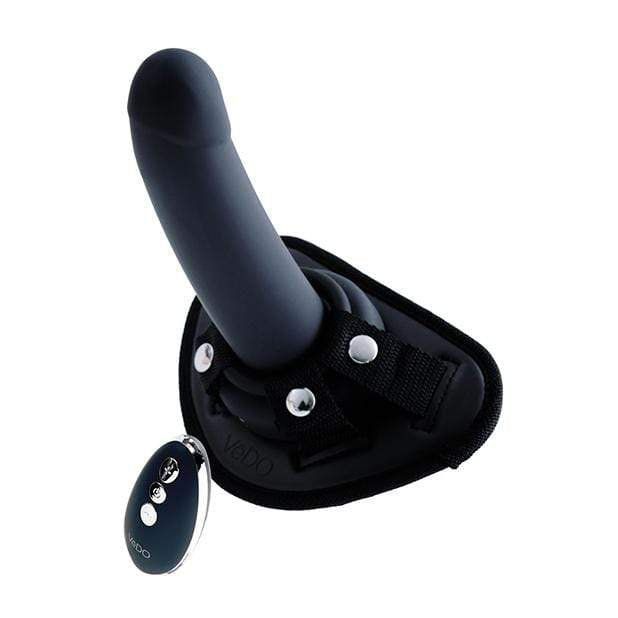 VeDO - Strapped Rechargeable Vibrating Strap On Dildo (Just Black) VD1131 CherryAffairs