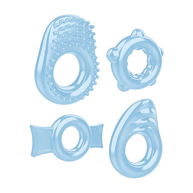Zero Tolerance - Ring a Ding Ding Set of 4 Textured Cock Rings (Blue) ZR1015 CherryAffairs
